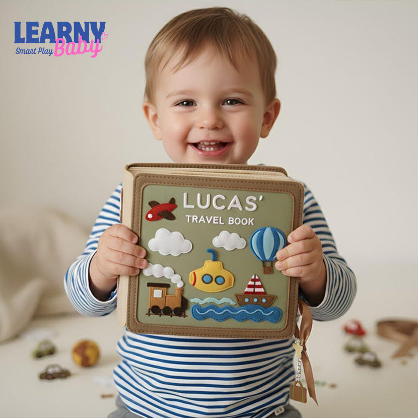 Personalized Travel Quiet Book for Baby, Custom Name Felt Book, Baby Boy Christmas Gift, Sensory Busy Book for Toddlers, Baby Birthday Gift