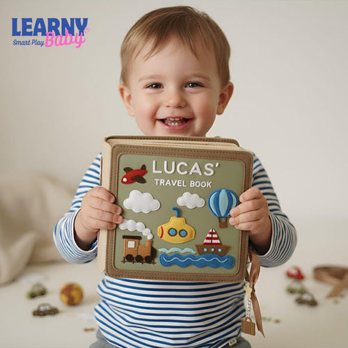 Personalized Travel Quiet Book for Baby, Custom Name Felt Book, Baby Boy Christmas Gift, Sensory Busy Book for Toddlers, Baby Birthday Gift QBLB02