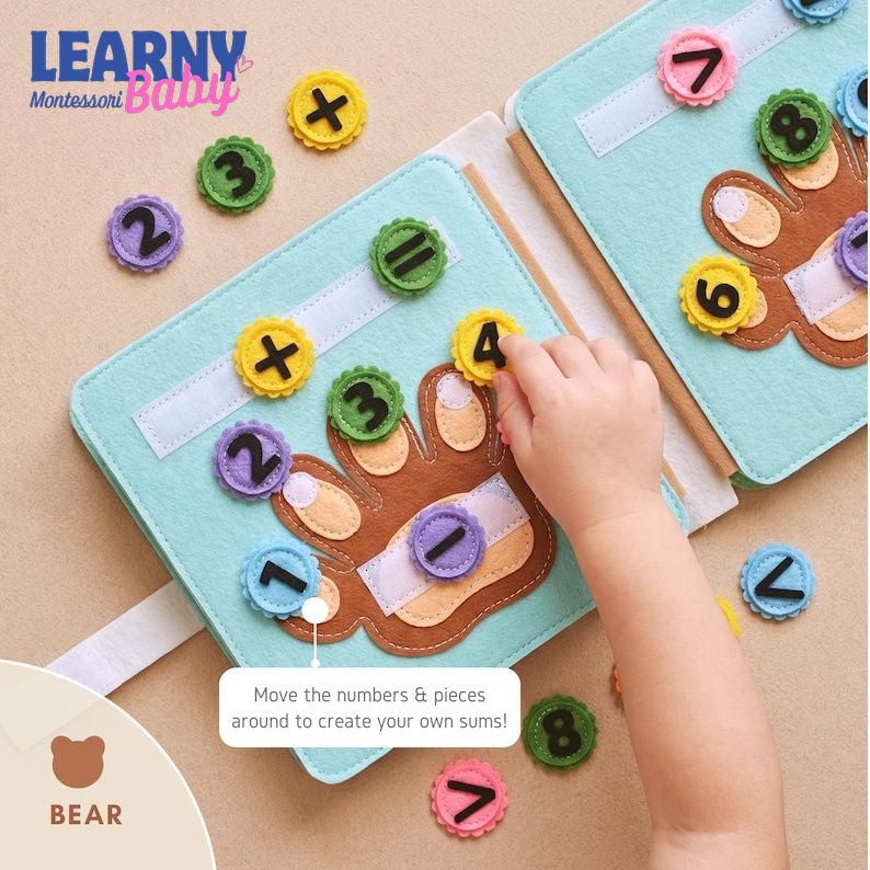 Personalized Teddy Bear Treehouse Quiet Book for Toddlers, Montessori Busy Book, Sensory Learning Toy, Felt Activity Book QBLB65