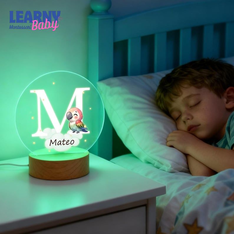 Personalized Fantasy Star Cloud Cute Forest Animal Initial Name LED Night Light with Wooden Base Nursery Decor Birthday Baby Shower Gift NL15