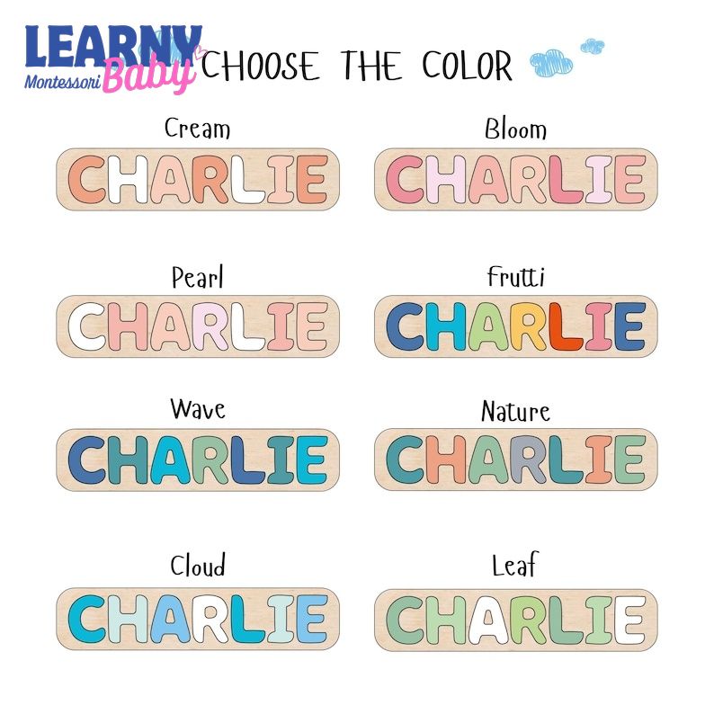 Personalized Wooden Name Puzzle, Custom Toddler Name Puzzle, Montessori Learning Toy, Dinosaur Safari Name Board, Baby Birthday Gift BBLB27