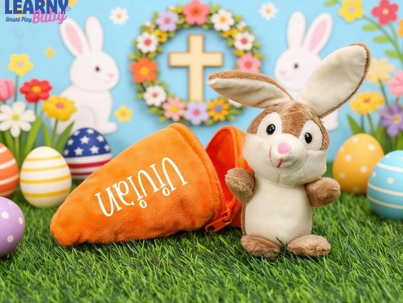 Personalized Reversible Carrot Plush Toy, Custom Plush Rabbit Keychain,Customize Cute Easter Bunny Keychain,Easter Gift with Name