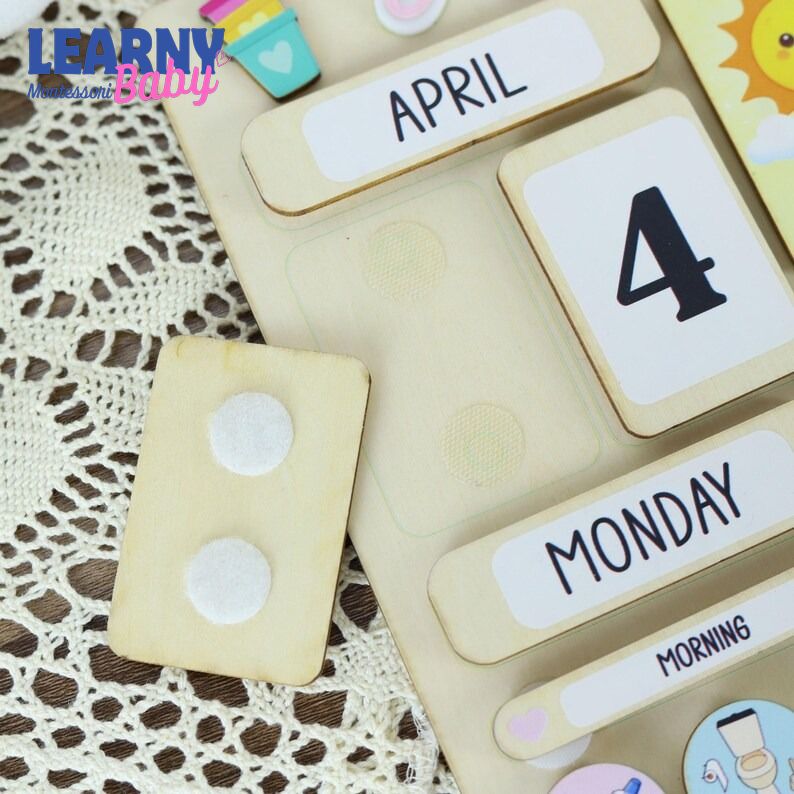 Customized Wooden Toddler Routine Chart, Visual Schedule for Kids, Montessori Calendar for Kids, Daily Routine Checklist