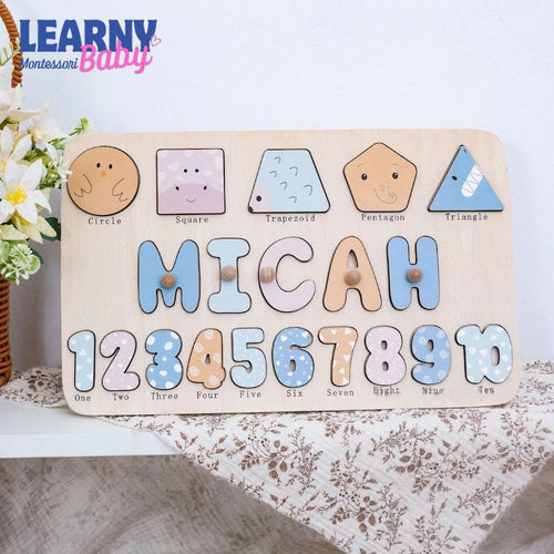 New Baby Gift Wood Name Puzzle for Toddler Montessori Puzzle, Personalized Baby Gift, First Birthday Gift, Wooden Toys BBLB24