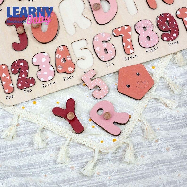 New Baby Gift Wood Name Puzzle for Toddler Montessori Puzzle, Personalized Baby Gift, First Birthday Gift, Wooden Toys BBLB24