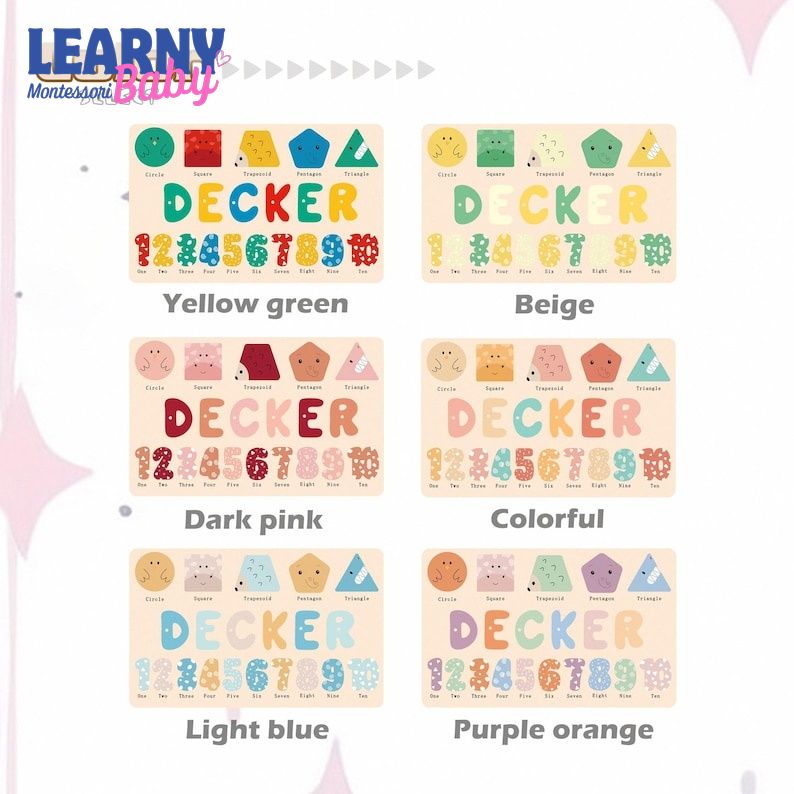 New Baby Gift Wood Name Puzzle for Toddler Montessori Puzzle, Personalized Baby Gift, First Birthday Gift, Wooden Toys BBLB24