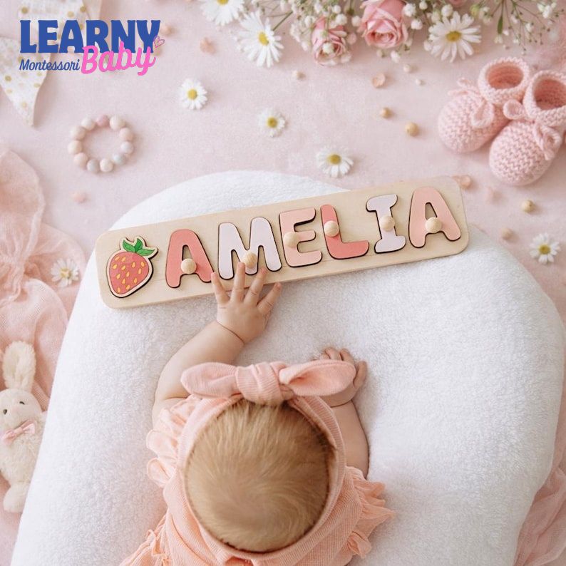 Personalized Name Puzzle for Kids, Wooden Montessori Toy, Baby Name Puzzle, Custom Toddler Gift, 1st Birthday Gift Boy Girl BBLB25
