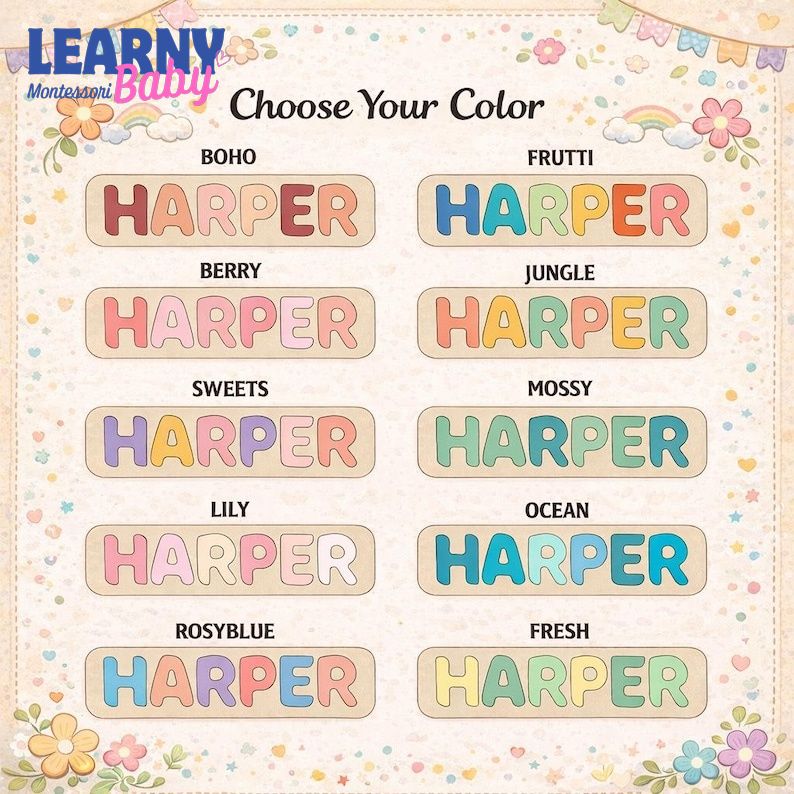 Personalized Name Puzzle for Kids, Wooden Montessori Toy, Baby Name Puzzle, Custom Toddler Gift, 1st Birthday Gift Boy Girl BBLB25