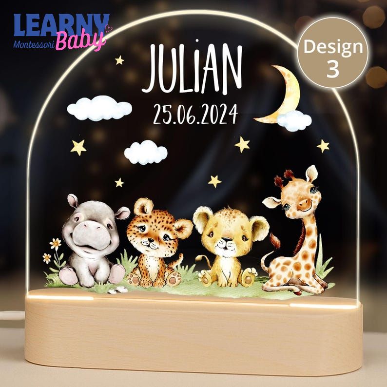 Personalized Baby Night Light, Custom Name Kids Lamp, Nursery Gift, Birthday Gift for Baby NL09