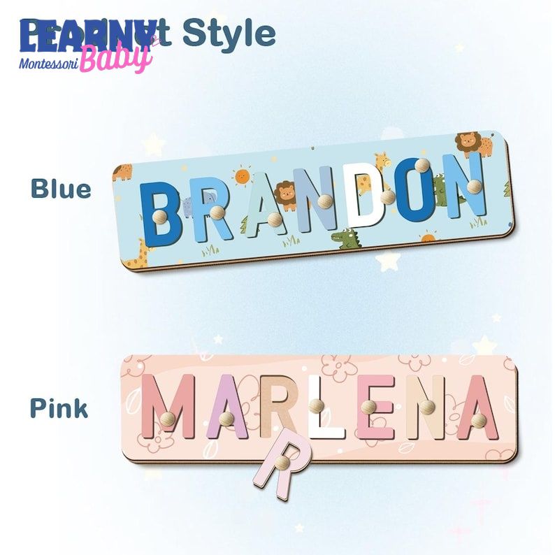 Personalized Name Puzzle Wooden Montessori Toy | Custom Letters Toddler Name Puzzle Board | Kids Learning Gift Birthday | For Baby Toddler BBLB23
