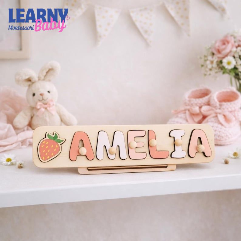 Personalized Name Puzzle for Kids, Wooden Montessori Toy, Baby Name Puzzle, Custom Toddler Gift, 1st Birthday Gift Boy Girl BBLB25