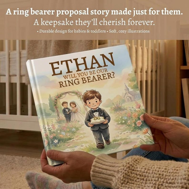 Personalized Ring Bearer Proposal Book, Custom Ring Bearer Boy Book Gift, Will You Be Our Ring Bearer Gift, Ring Bearer Proposal Gift Boy