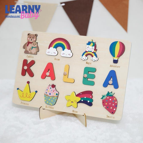 Personalized Wooden Name Puzzle for Girl, First Birthday Girl Gift, Montessori Toy for Kids, Baby Shower Gift, Baptism Name Puzzle BBLB29