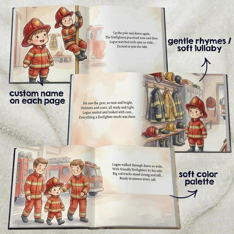 Personalized Firefighter Story Book, Custom Little Firefighter Baby Book, Firefighter Theme Keepsake Gift, Newborn Toddler Book, Baby Shower