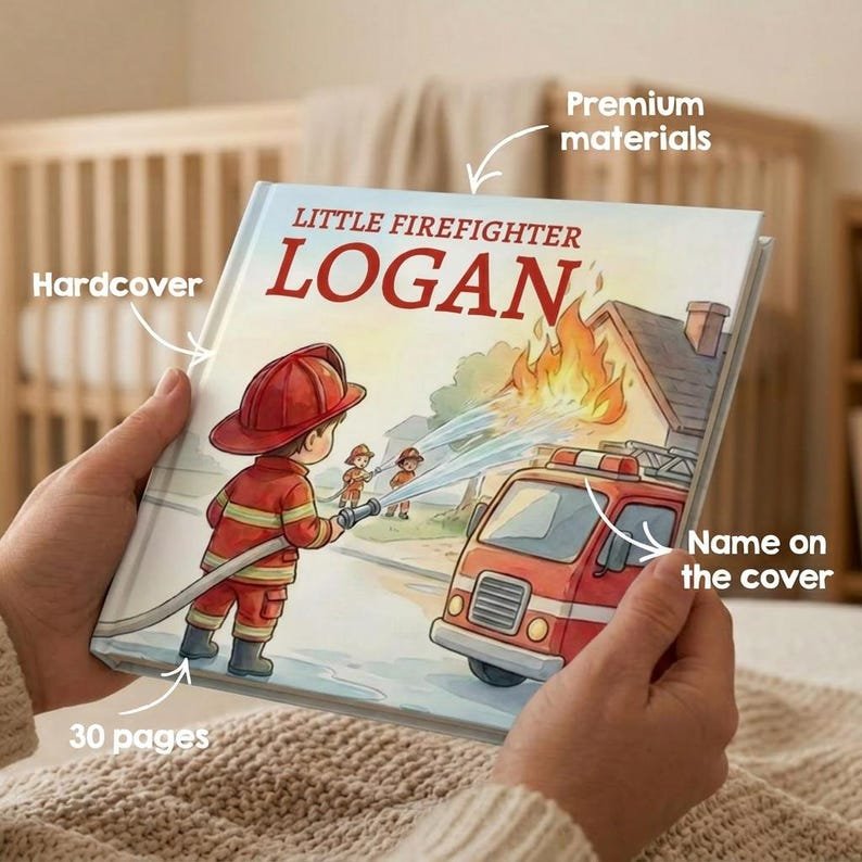 Personalized Firefighter Story Book, Custom Little Firefighter Baby Book, Firefighter Theme Keepsake Gift, Newborn Toddler Book, Baby Shower