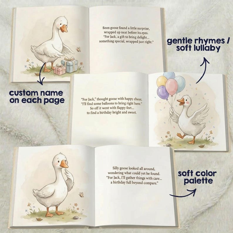 Personalized Silly Goose 1st Birthday Book, Custom Silly Goose Birthday Baby Storybook, Funny Goose Birthday Gift, First Birthday Keepsake