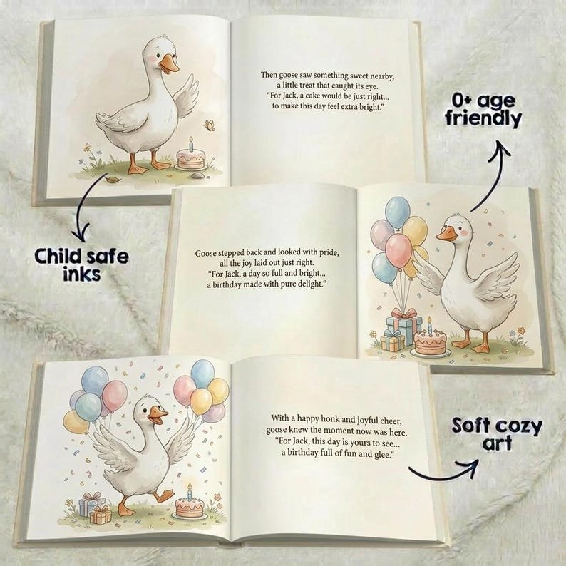 Personalized Silly Goose 1st Birthday Book, Custom Silly Goose Birthday Baby Storybook, Funny Goose Birthday Gift, First Birthday Keepsake