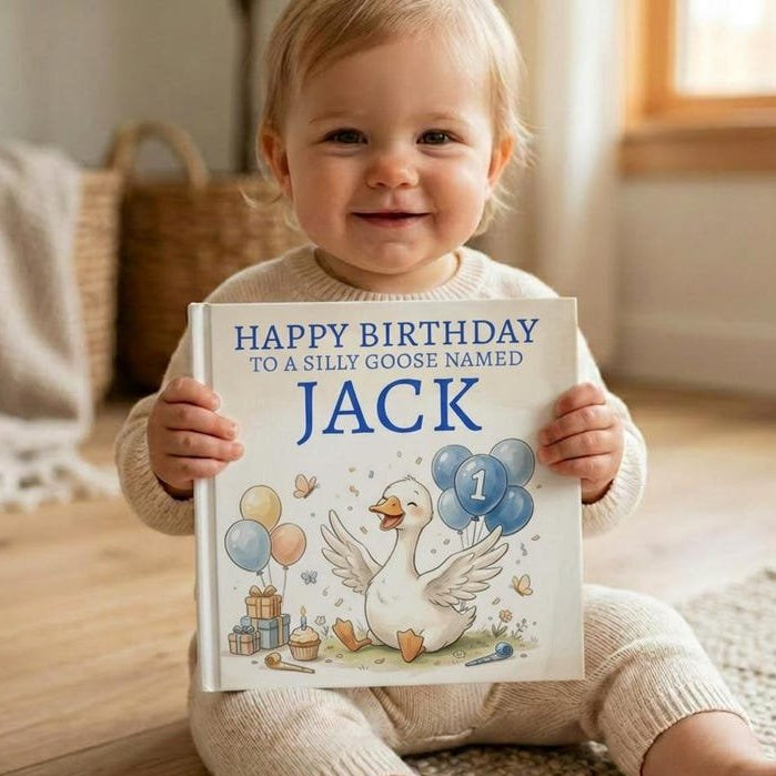 Personalized Silly Goose 1st Birthday Book, Custom Silly Goose Birthday Baby Storybook, Funny Goose Birthday Gift, First Birthday Keepsake