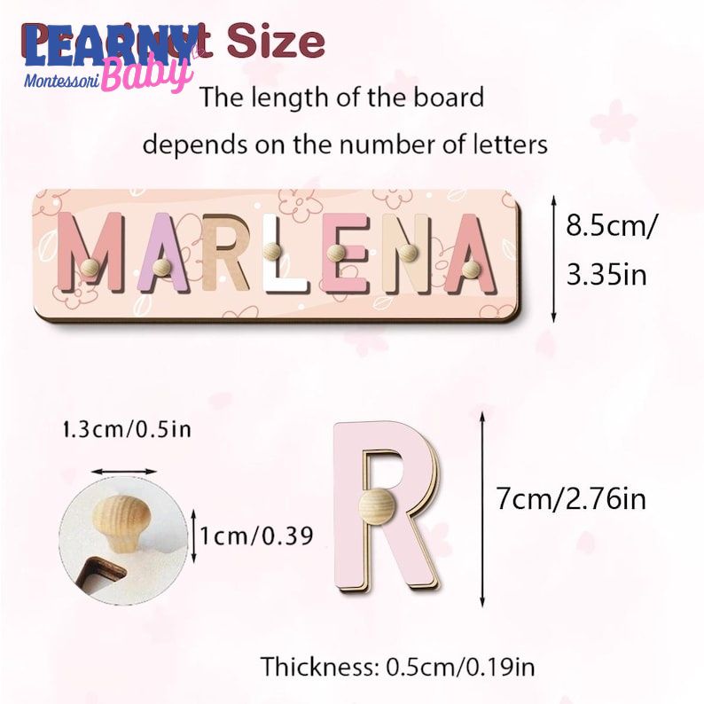 Personalized Name Puzzle Wooden Montessori Toy | Custom Letters Toddler Name Puzzle Board | Kids Learning Gift Birthday | For Baby Toddler BBLB23