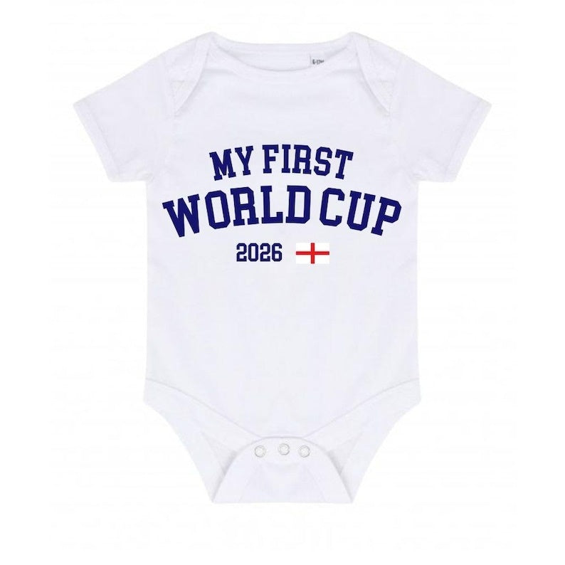 My First World Cup Baby Bodysuit, Personalized Soccer Baby Outfit, Custom Name Number Infant Romper, Baby Shower Gift