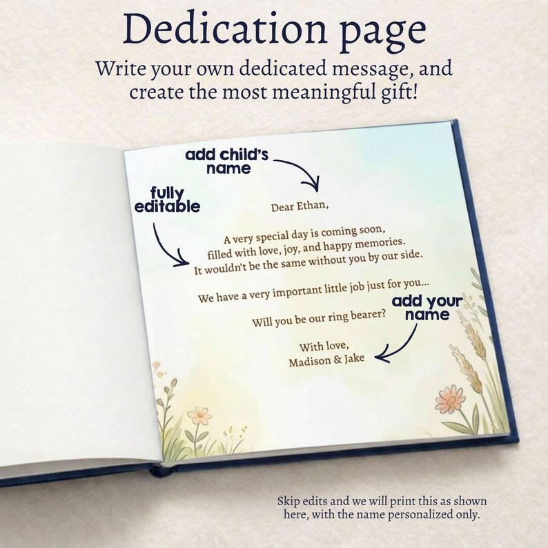 Personalized Ring Bearer Proposal Book, Custom Ring Bearer Boy Book Gift, Will You Be Our Ring Bearer Gift, Ring Bearer Proposal Gift Boy