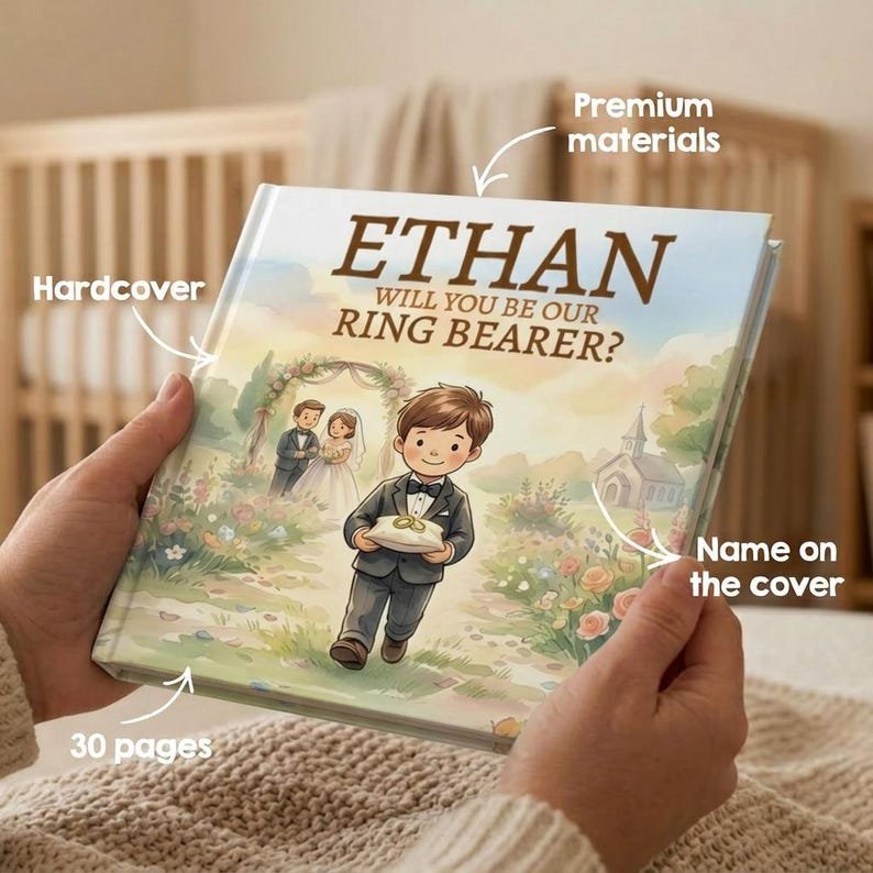 Personalized Ring Bearer Proposal Book, Custom Ring Bearer Boy Book Gift, Will You Be Our Ring Bearer Gift, Ring Bearer Proposal Gift Boy