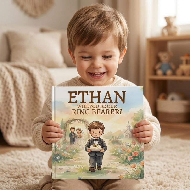Personalized Ring Bearer Proposal Book, Custom Ring Bearer Boy Book Gift, Will You Be Our Ring Bearer Gift, Ring Bearer Proposal Gift Boy