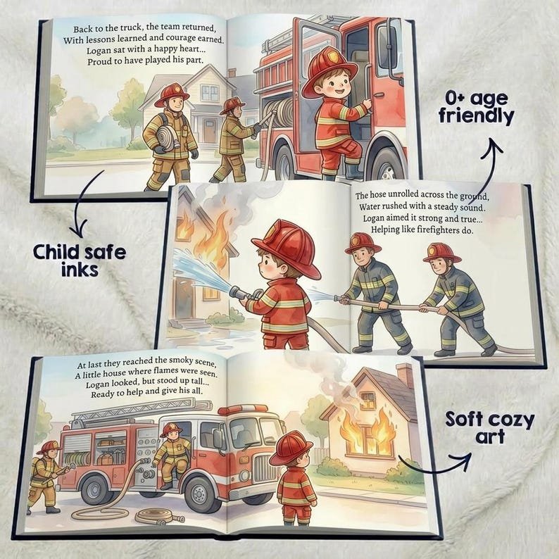 Personalized Firefighter Story Book, Custom Little Firefighter Baby Book, Firefighter Theme Keepsake Gift, Newborn Toddler Book, Baby Shower