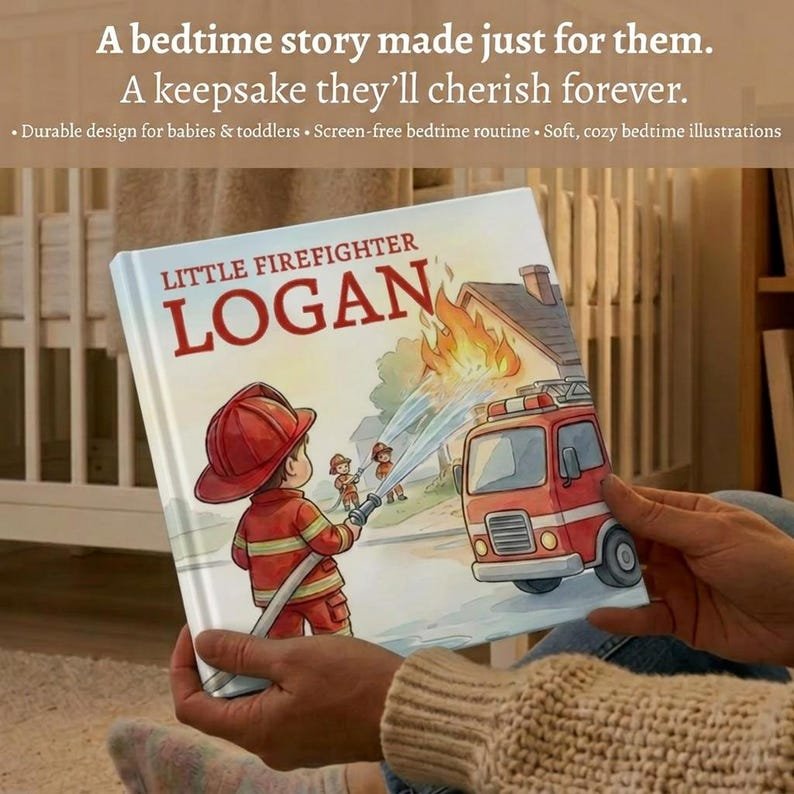 Personalized Firefighter Story Book, Custom Little Firefighter Baby Book, Firefighter Theme Keepsake Gift, Newborn Toddler Book, Baby Shower