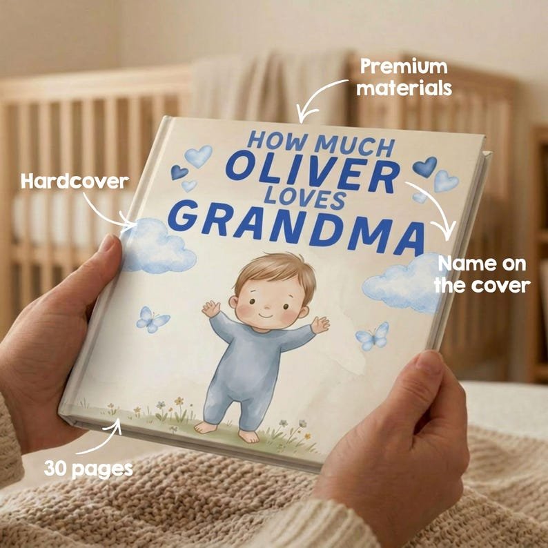 Personalized Storybook for Grandma, Custom Baby Book for Grandmother from Grandson, New Grandma Gift, Mother’s Day Gift, Gift from Kids