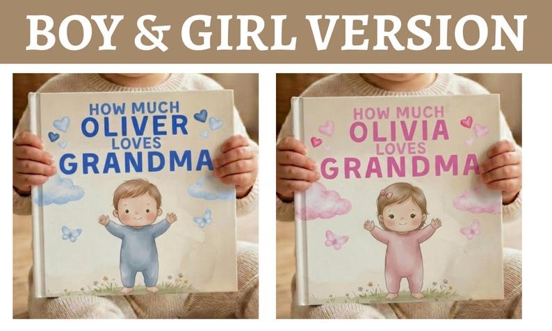 Personalized Storybook for Grandma, Custom Baby Book for Grandmother from Grandson, New Grandma Gift, Mother’s Day Gift, Gift from Kids