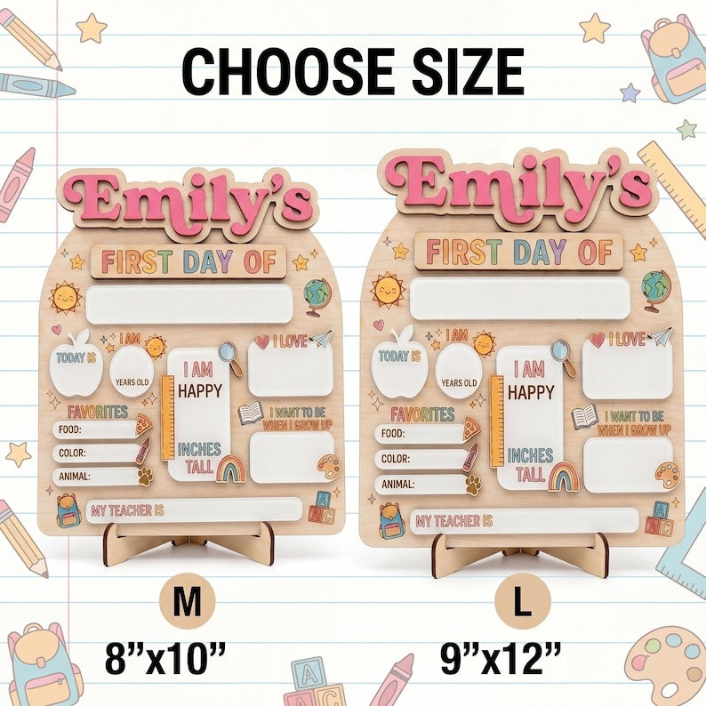 Custom First Day of School Sign, Back to School Board, Preschool Kindergarten 1st Day of School Sign, Last Day of School Keepsake