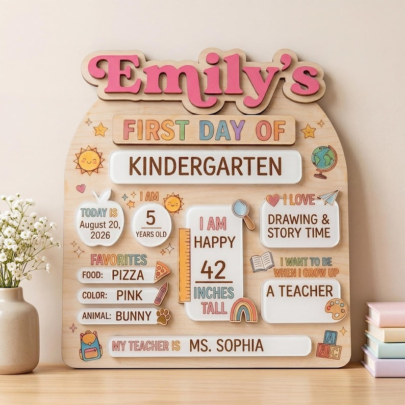Custom First Day of School Sign, Back to School Board, Preschool Kindergarten 1st Day of School Sign, Last Day of School Keepsake