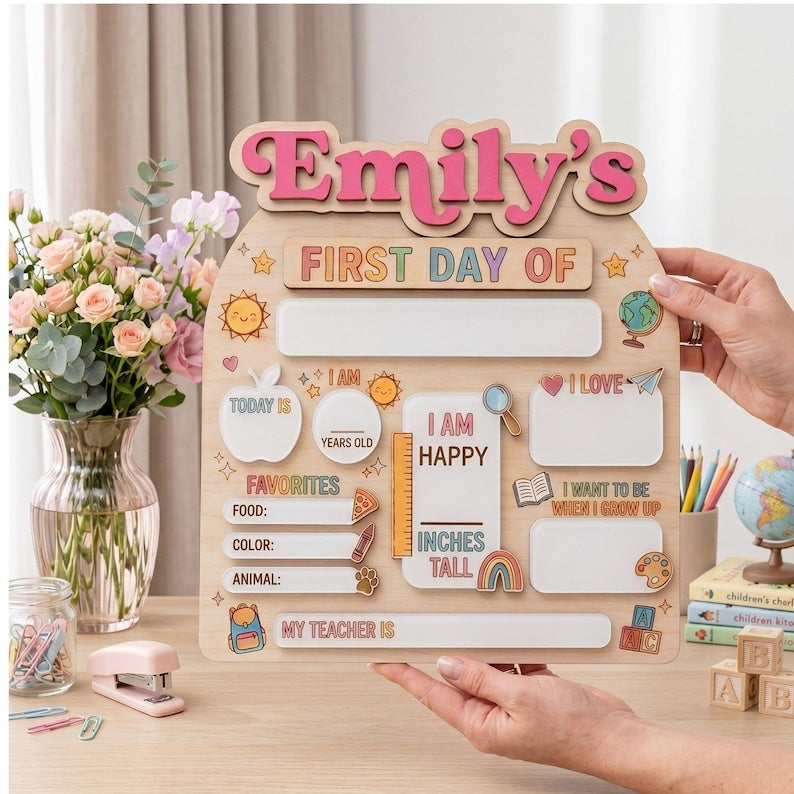 Custom First Day of School Sign, Back to School Board, Preschool Kindergarten 1st Day of School Sign, Last Day of School Keepsake