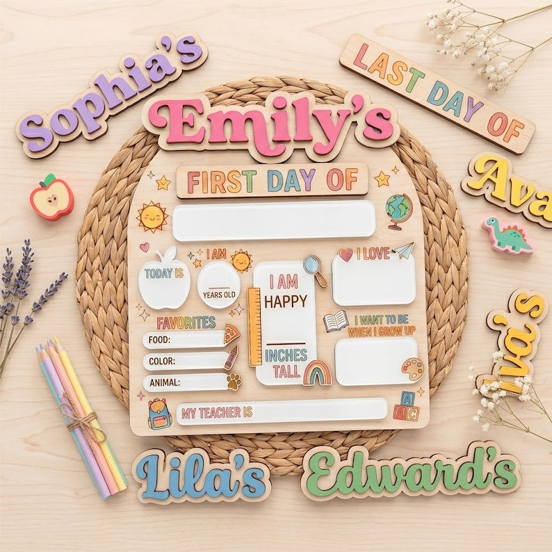 Custom First Day of School Sign, Back to School Board, Preschool Kindergarten 1st Day of School Sign, Last Day of School Keepsake