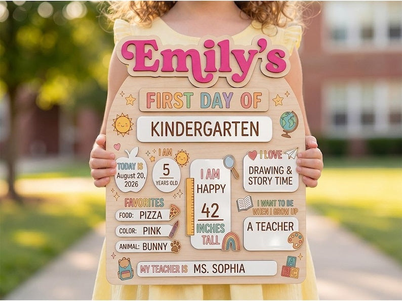 Custom First Day of School Sign, Back to School Board, Preschool Kindergarten 1st Day of School Sign, Last Day of School Keepsake