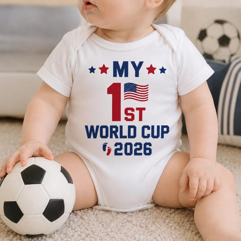 Personalized World Cup 2026 Baby Bodysuit, Custom Name Soccer Onesie, First Tournament Outfit, Newborn Fan Jersey Gift, Front Back Print