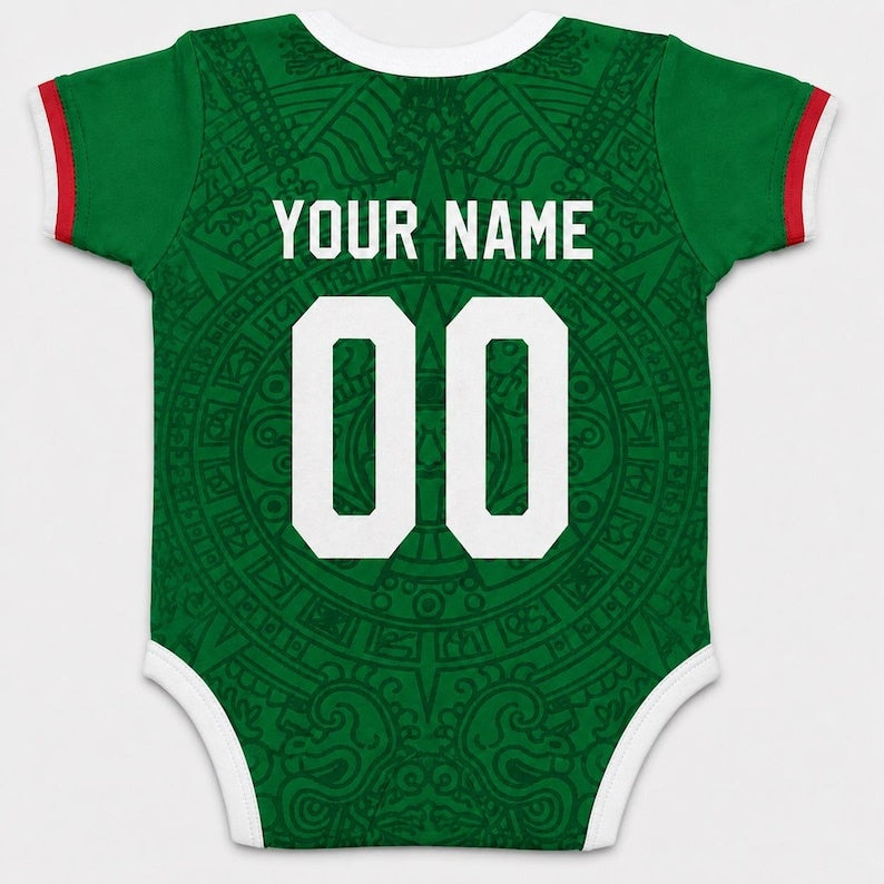 Custom Mexico 2026 World Soccer Baby Suit, Personalized Name Number Baby Romper, Soccer Uniform Kit, Gift For Newborn