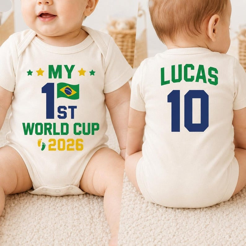 Personalized World Cup 2026 Baby Bodysuit, Custom Name Soccer Onesie, First Tournament Outfit, Newborn Fan Jersey Gift, Front Back Print