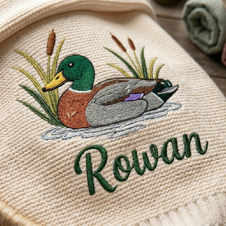Personalized Hunting Nursery Blanket, Mallard Duck Baby Blanket, Custom Name Baby Blanket, Baby Boy Gift, Gift for Baby, Keepsake Newborn