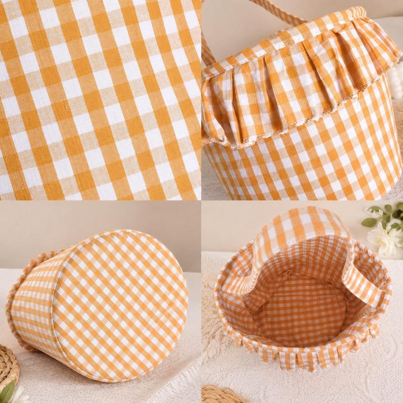 Custom Plaid Halloween Treat Bucket, Embroidered Candy Sack, Spooky Season Bag