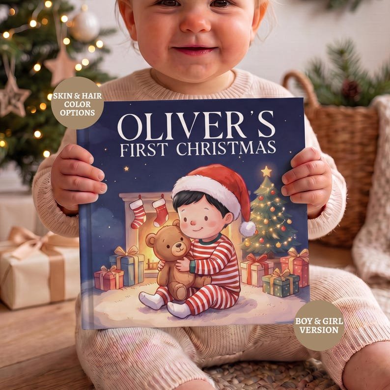 Personalized 1st Christmas Baby Book, Custom First Christmas Baby Boy Gift, 1st Christmas Keepsake Gift, Christmas Story Book for Baby Boy