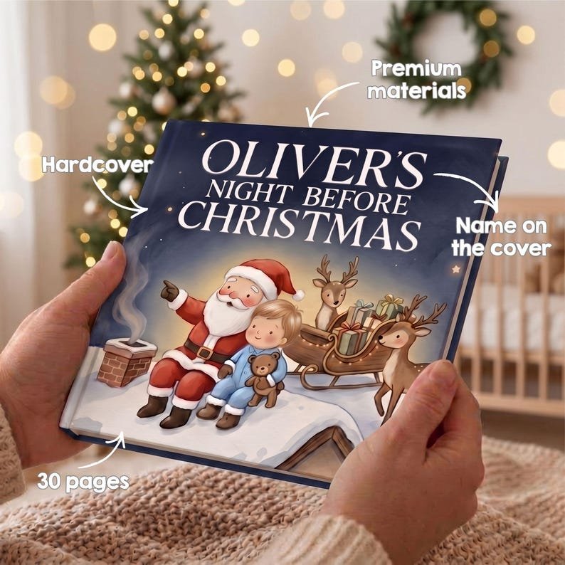 Personalized Christmas Story Book, Custom Night Before Christmas Baby Book, Baby's 1st Christmas Gift, Baby & Toddler Christmas Gift for Boy