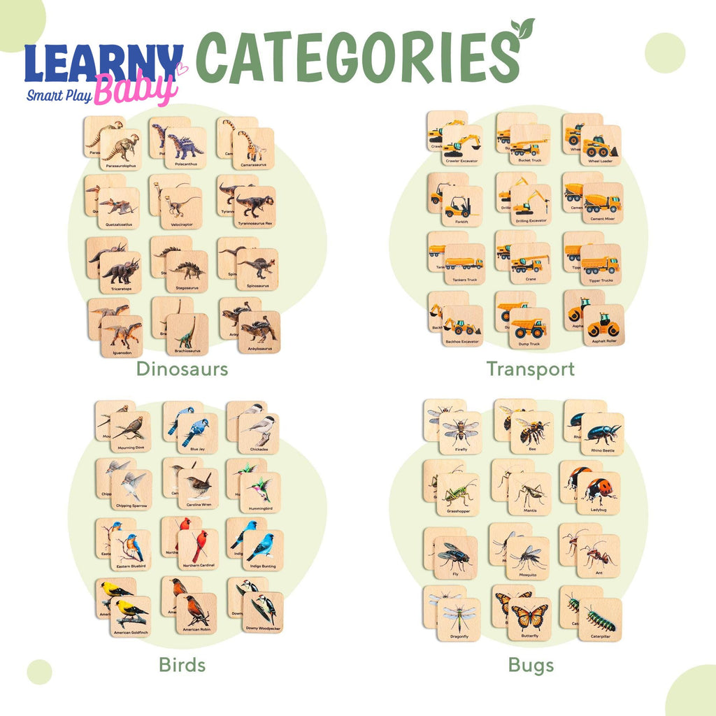 Montessori Cars Matching Cards for Toddlers, Logic Flash Learning Game, Early Cognitive Skills, Ages 2–4 FCLB02