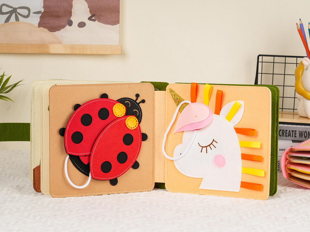 Personalized Christmas gift for baby, Handmade felt quiet book, Customized soft Montessori-inspired toy, First birthday present, Busy book