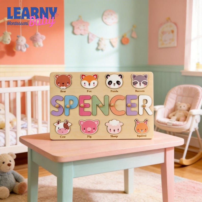 Personalized Name Puzzle With Geometric Shapes, Baby Busy Board, Baby Birthday Gifts, New Baby Gifts, Children's Gifts, Thanksgiving Baby Gifts BBLB16