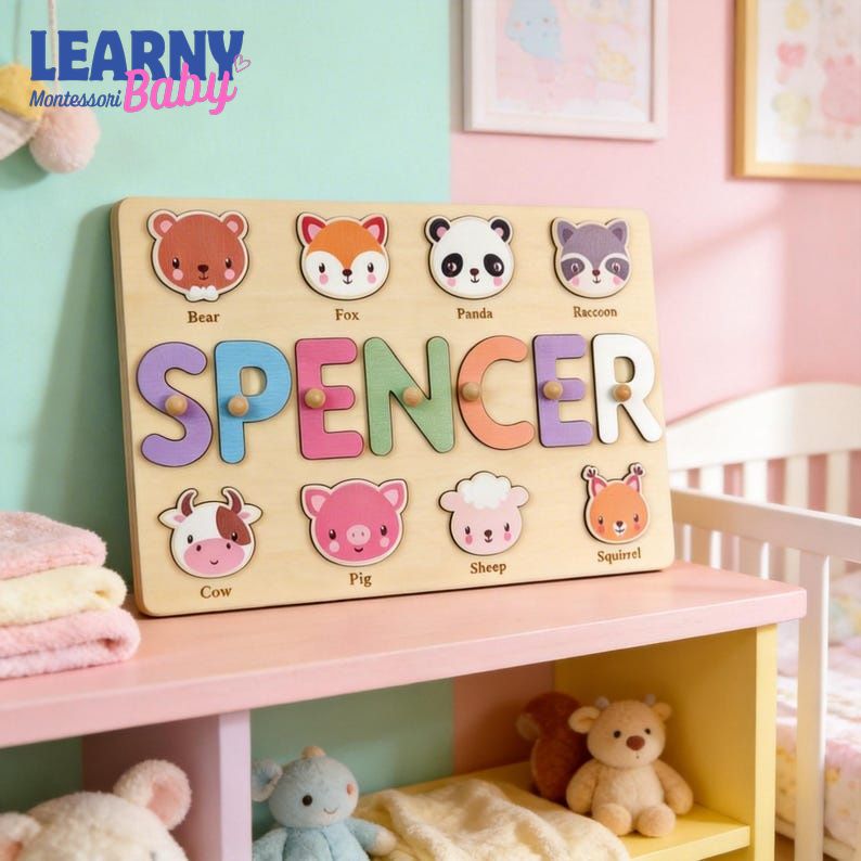 Personalized Name Puzzle With Geometric Shapes, Baby Busy Board, Baby Birthday Gifts, New Baby Gifts, Children's Gifts, Thanksgiving Baby Gifts BBLB16