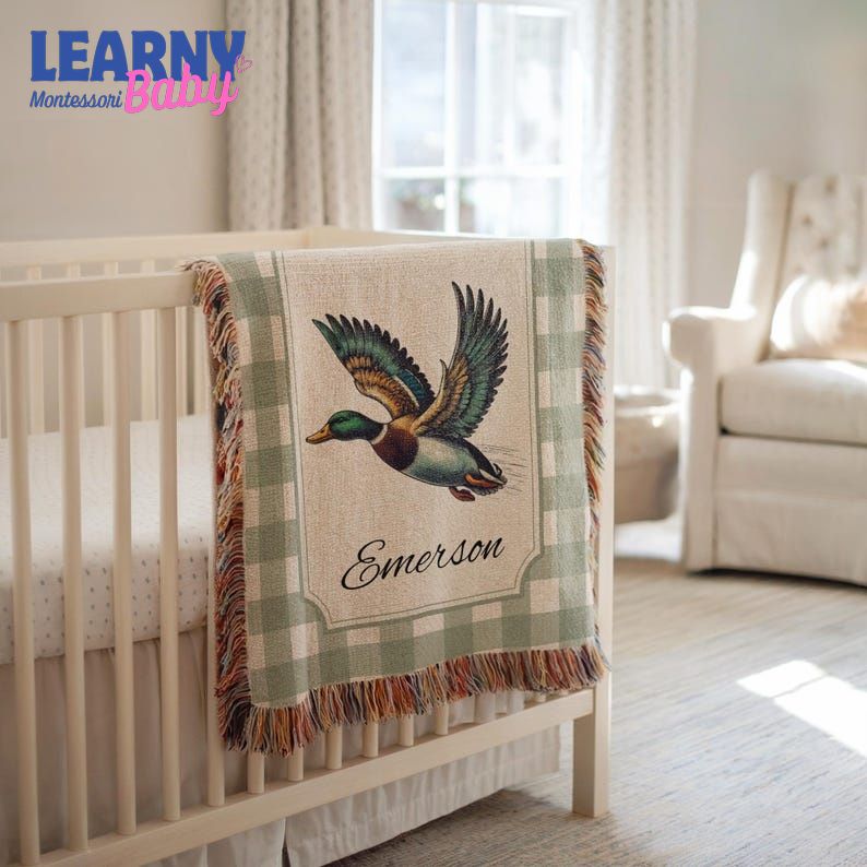 Personalized Mallard Duck Baby Blanket, Mallard Duck Nursery Decor, Baby Shower Gift, Mallard Duck Baby Name Blanket, Mallard Duck Nursery Gift