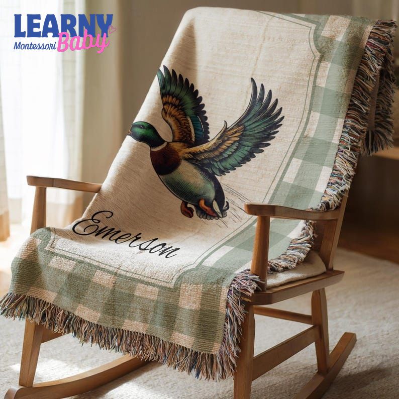Personalized Mallard Duck Baby Blanket, Mallard Duck Nursery Decor, Baby Shower Gift, Mallard Duck Baby Name Blanket, Mallard Duck Nursery Gift