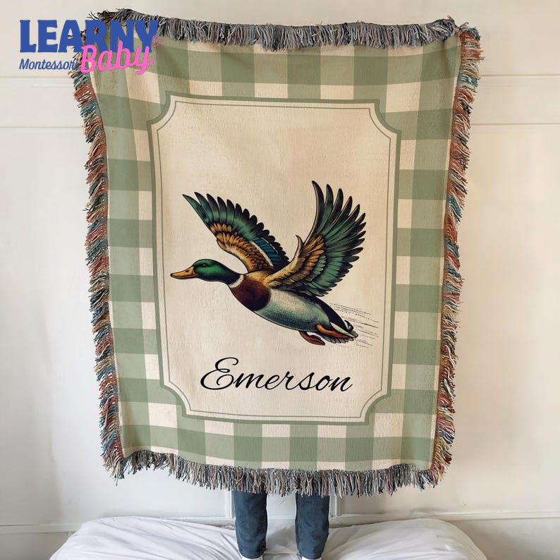 Personalized Mallard Duck Baby Blanket, Mallard Duck Nursery Decor, Baby Shower Gift, Mallard Duck Baby Name Blanket, Mallard Duck Nursery Gift
